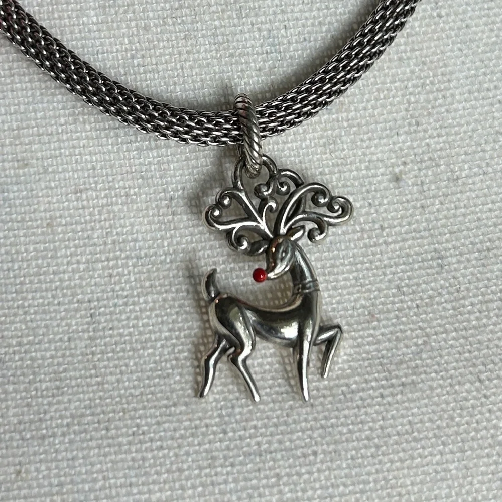 Brighton Beverly Glam Necklace & Reindeer Charm Silver Plated & Cloth Bag - Picture 3 of 13